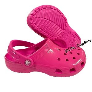 Size J4 Crocs Classic Neon Highlighter Clogs Slip On Pink 209570-6TW Youth 4 New